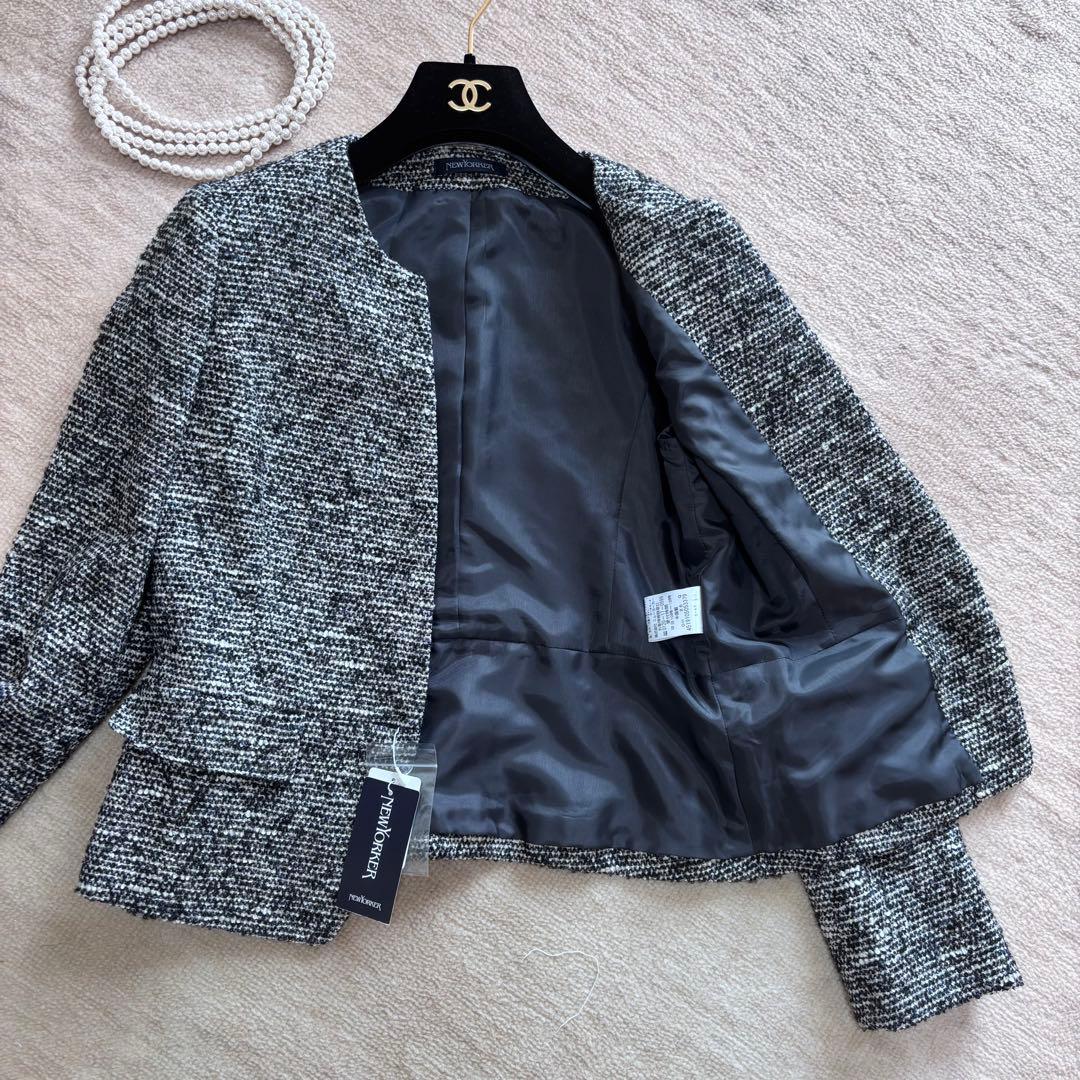 新品未使用❗️NEWYORKER ニューヨーカー　ツイード　ノーカラージャケット