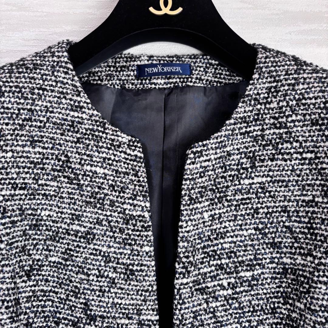 新品未使用❗️NEWYORKER ニューヨーカー　ツイード　ノーカラージャケット