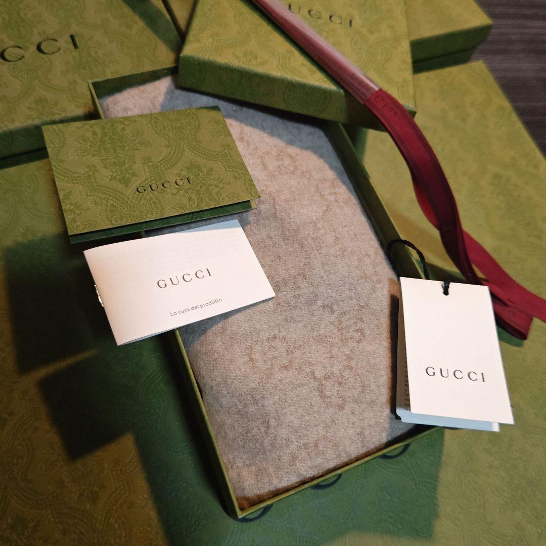 ❤新品箱袋付❤GUCCI マフラーショール ストール❤最高級カシミア　ベージュ❤