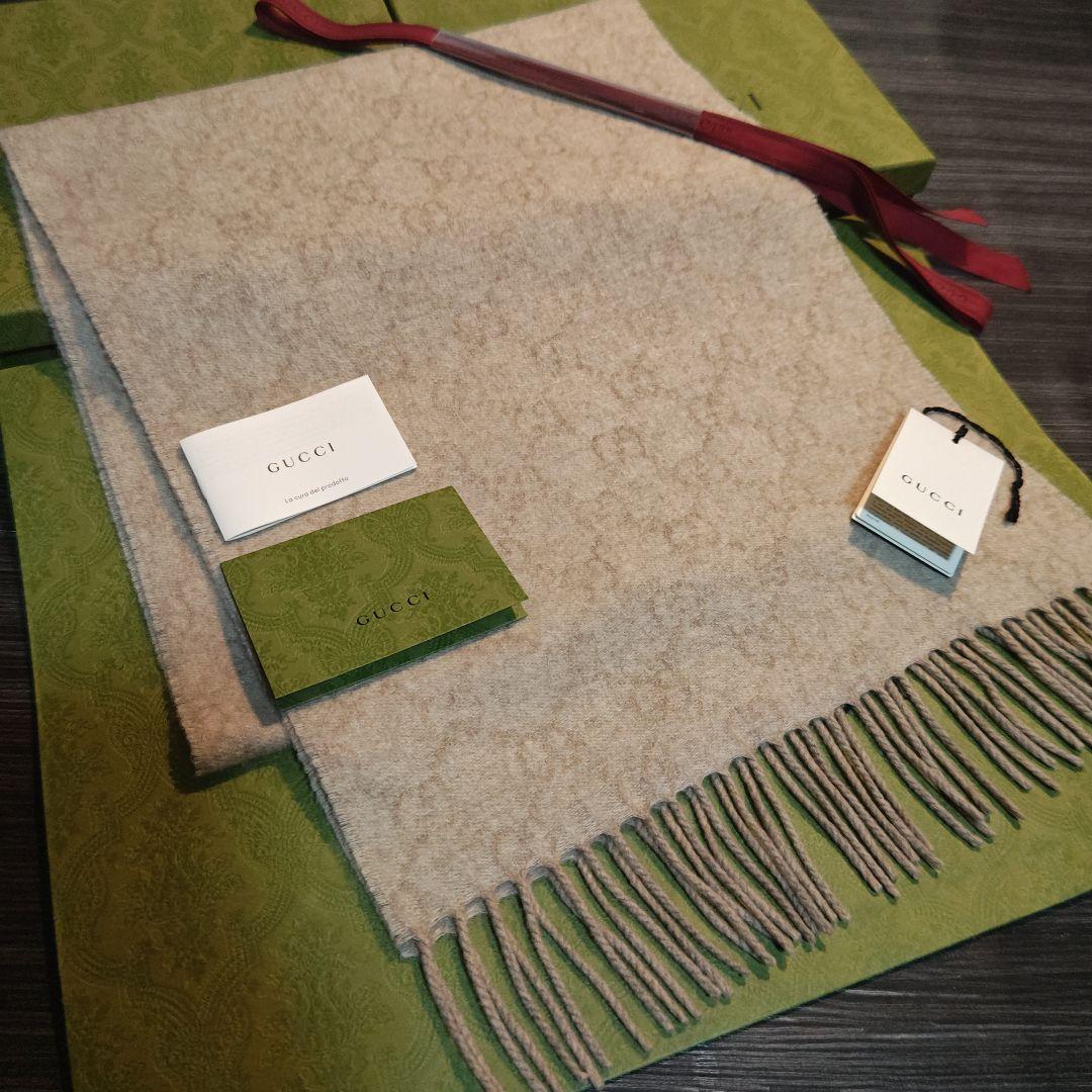 ❤新品箱袋付❤GUCCI マフラーショール ストール❤最高級カシミア　ベージュ❤