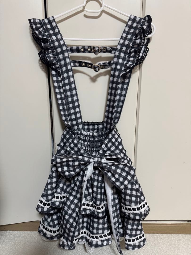 LIZLISA はしごリボンギンガムチェックティアードスカパン ブラック