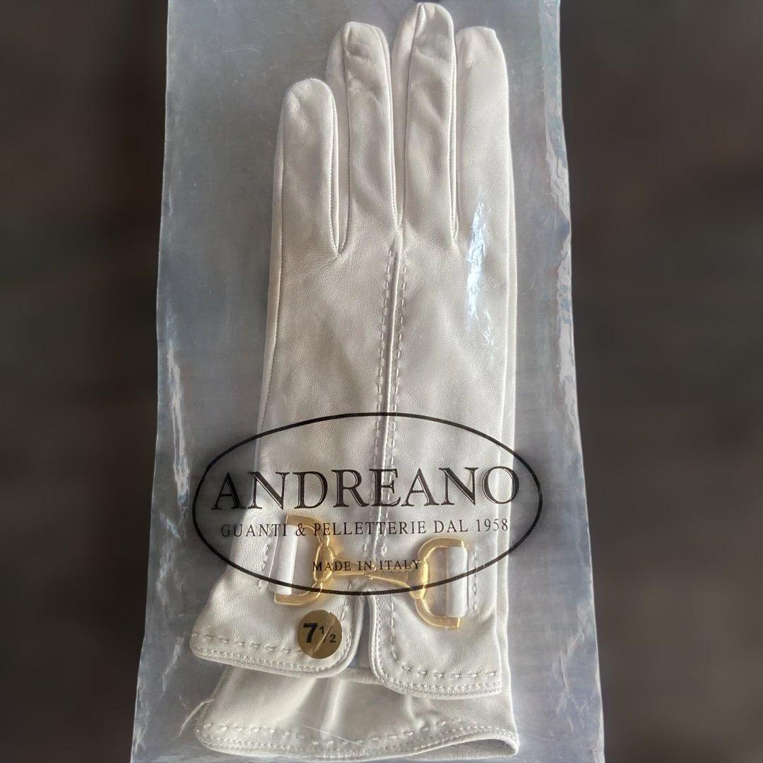 ANDREANO ホワイトレザー手袋 7½