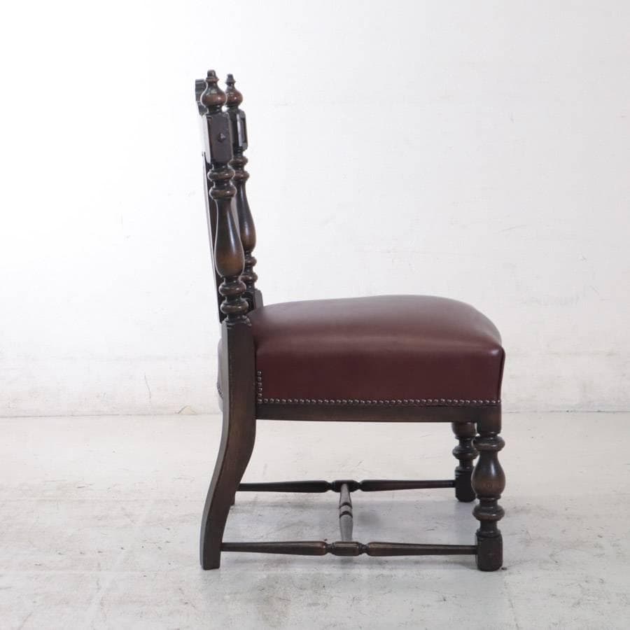 値下西洋アンティーク ダイニングチェア ホールチェア オーク無垢 本革張り