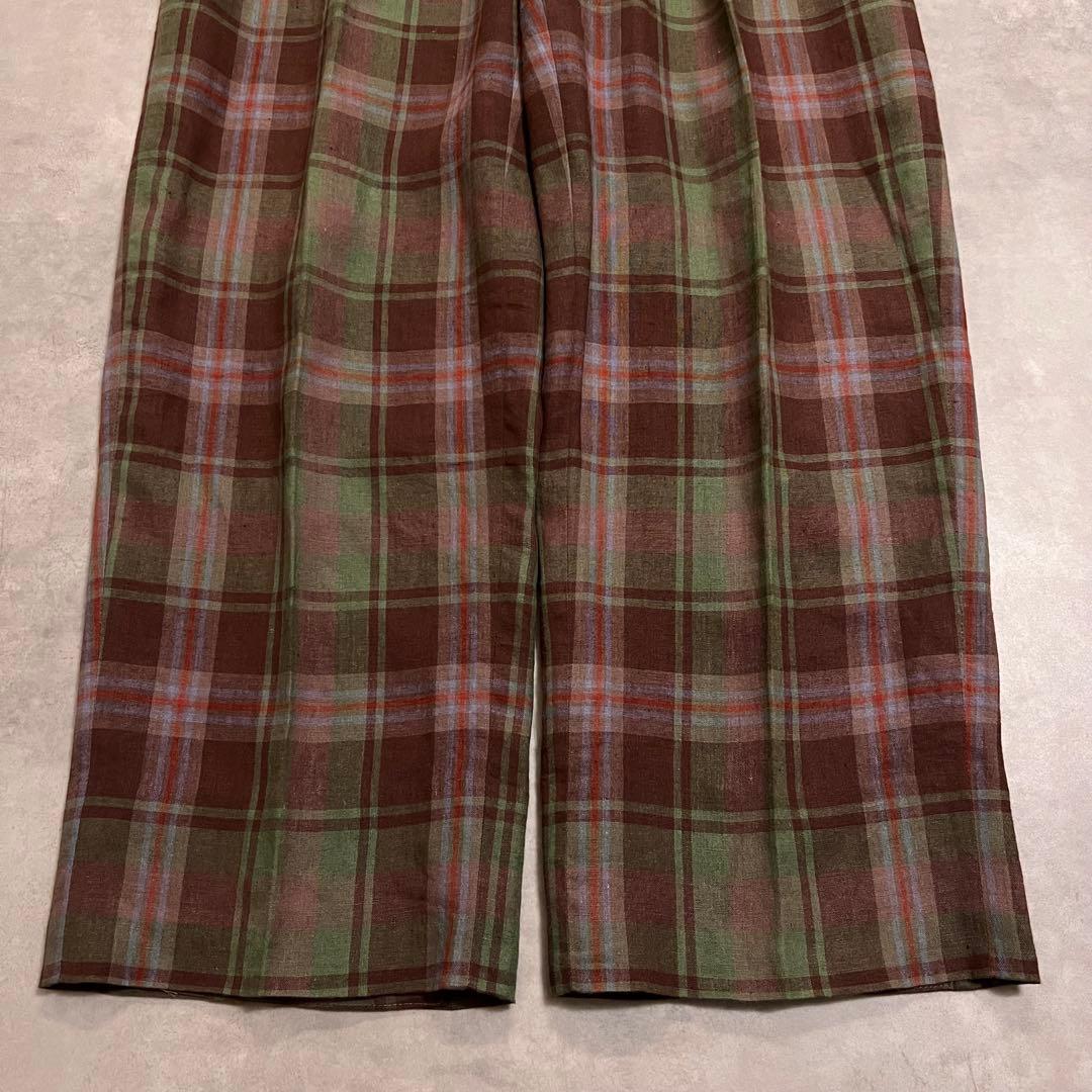 パンツ Ralph Lauren 90s check linen slacks