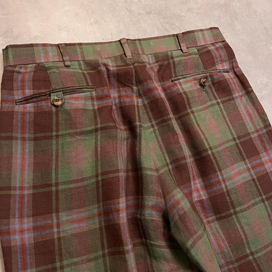パンツ Ralph Lauren 90s check linen slacks