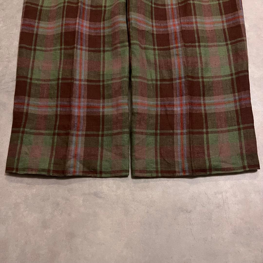 パンツ Ralph Lauren 90s check linen slacks