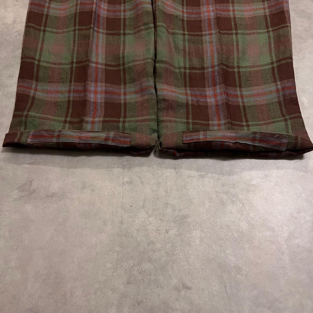 パンツ Ralph Lauren 90s check linen slacks