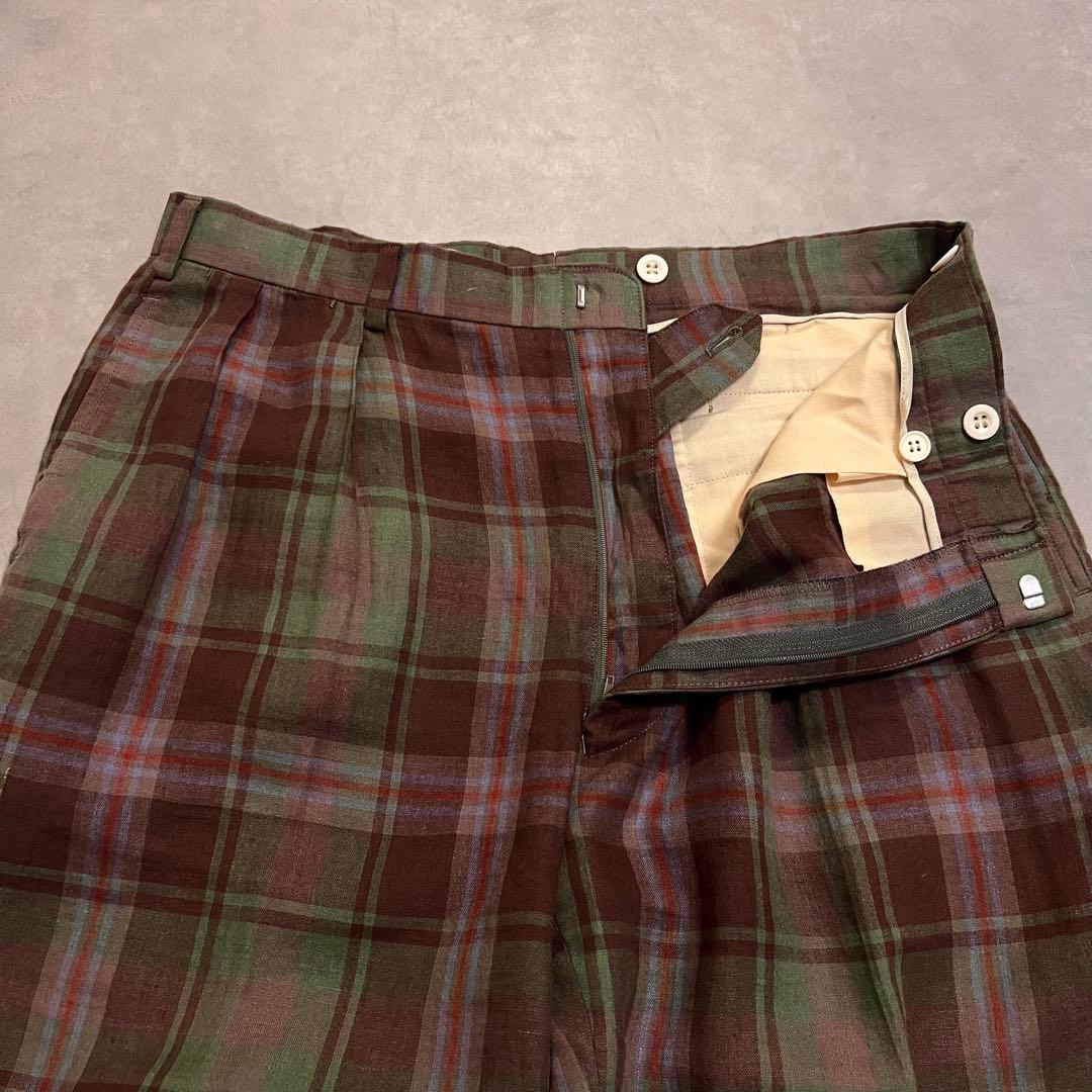 パンツ Ralph Lauren 90s check linen slacks