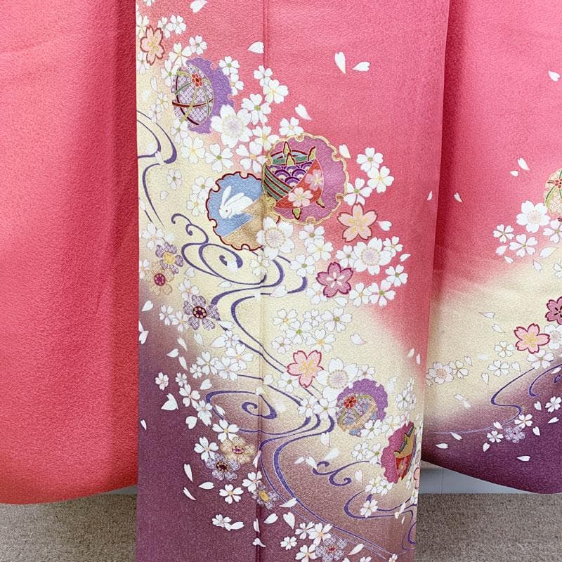 502z31,501y7,小物類☆可愛い！振袖 金駒刺繍 桜 うさぎ☆美品