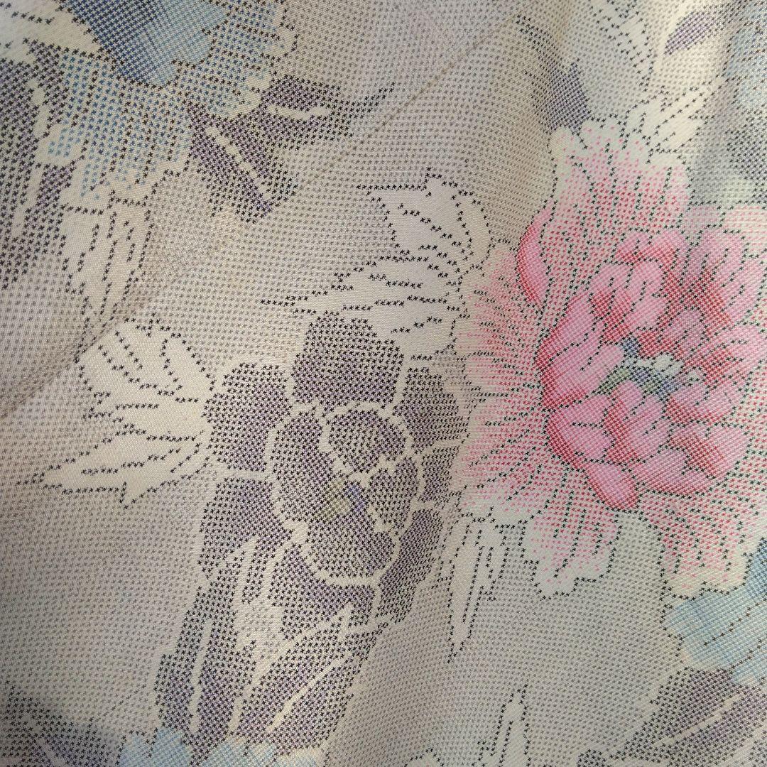 白大島紬解き生地から、バイアス仕立てロングフレアーワンピース　　Ｍ寸