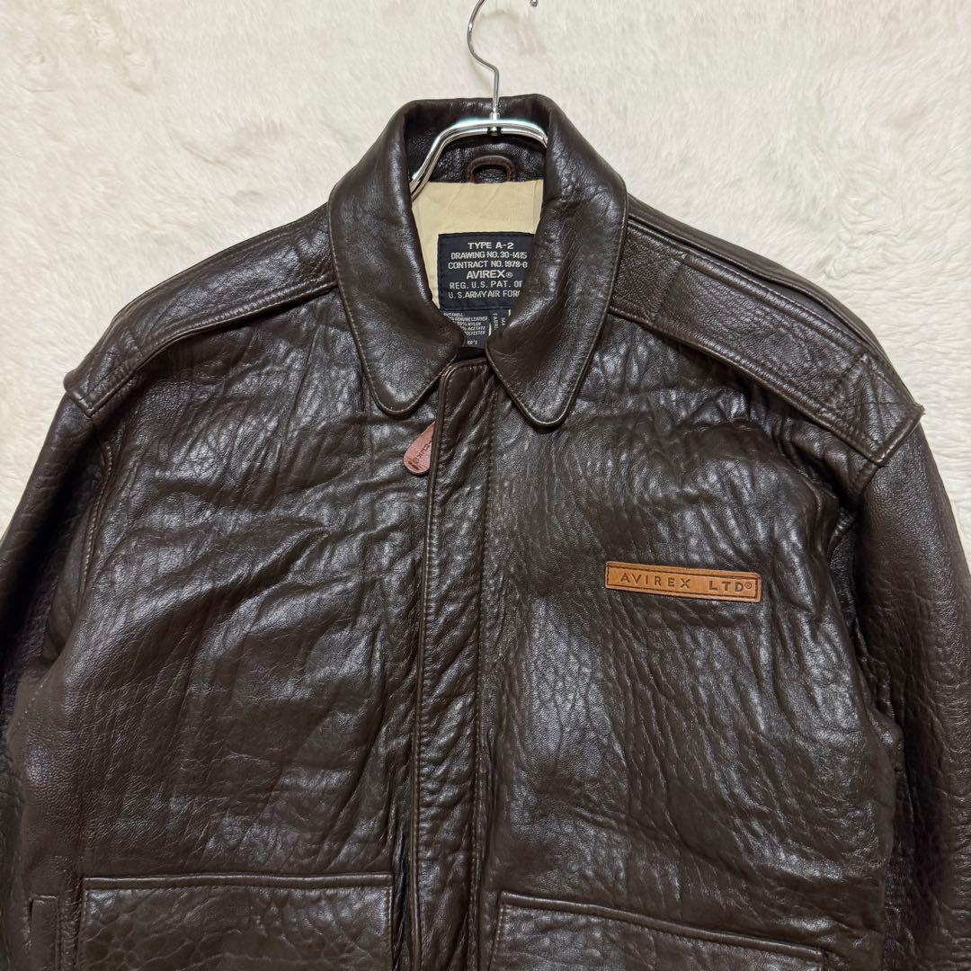 AVIREX A-2 フライトジャケット 本革 レザー Sサイズ ブラウン