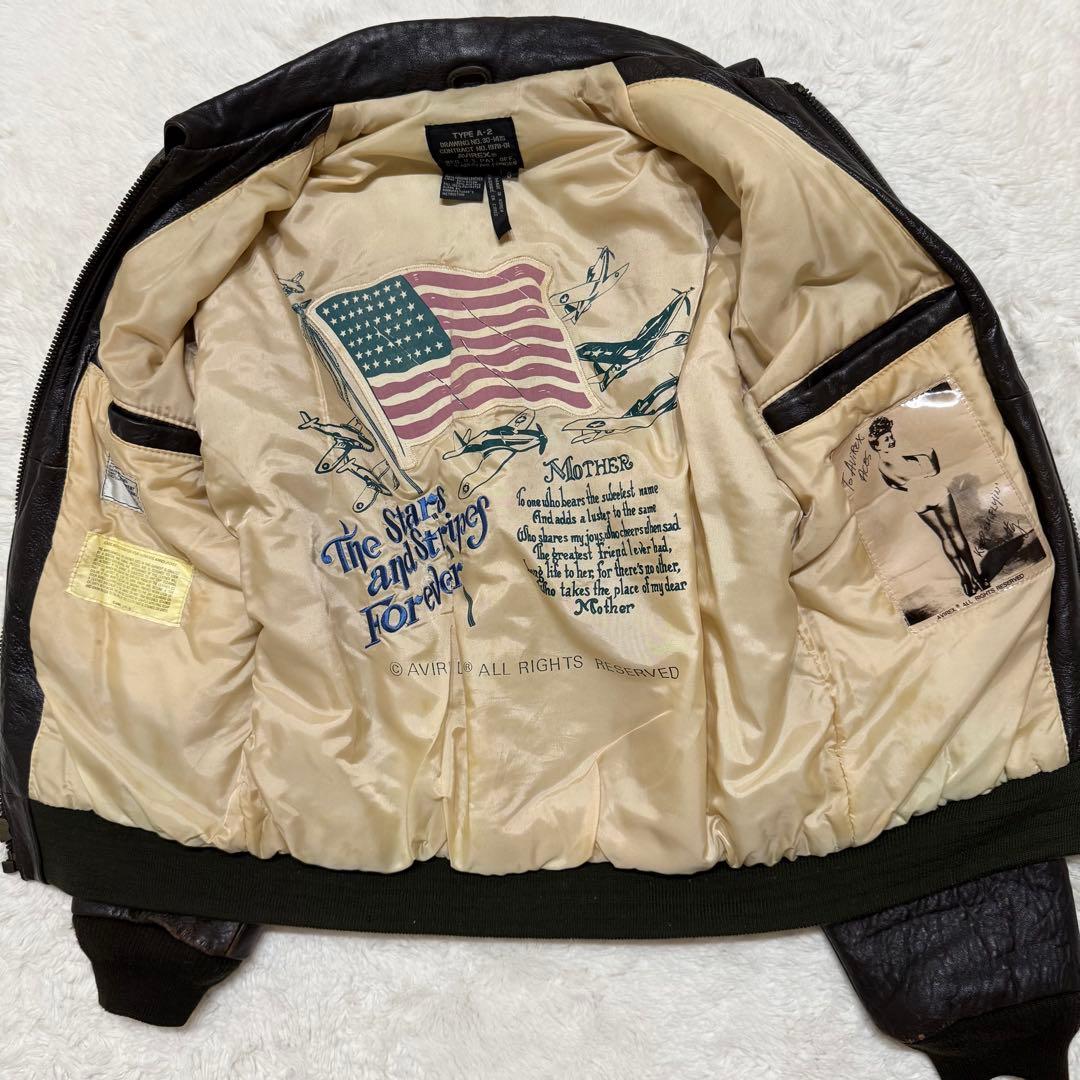 AVIREX A-2 フライトジャケット 本革 レザー Sサイズ ブラウン