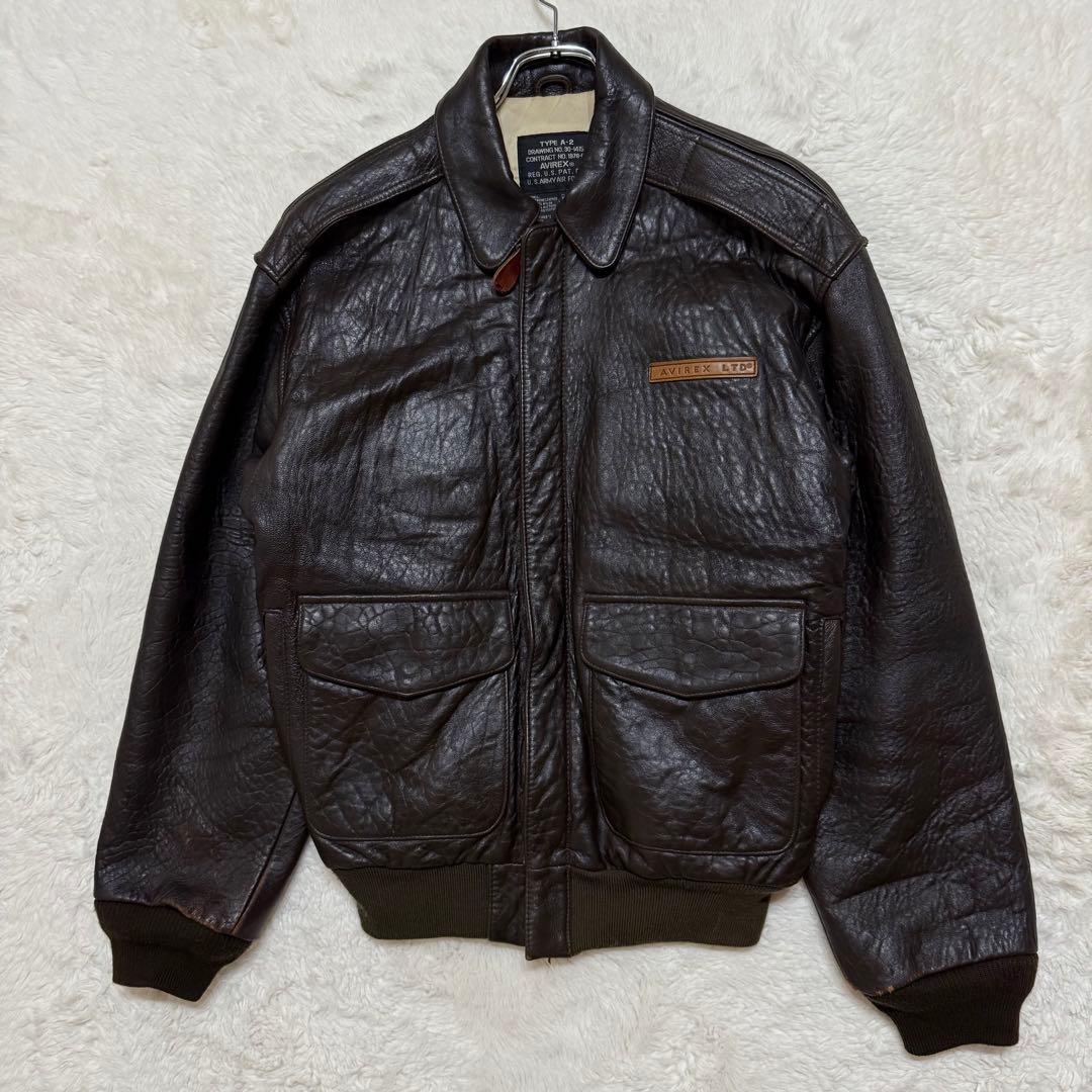AVIREX A-2 フライトジャケット 本革 レザー Sサイズ ブラウン