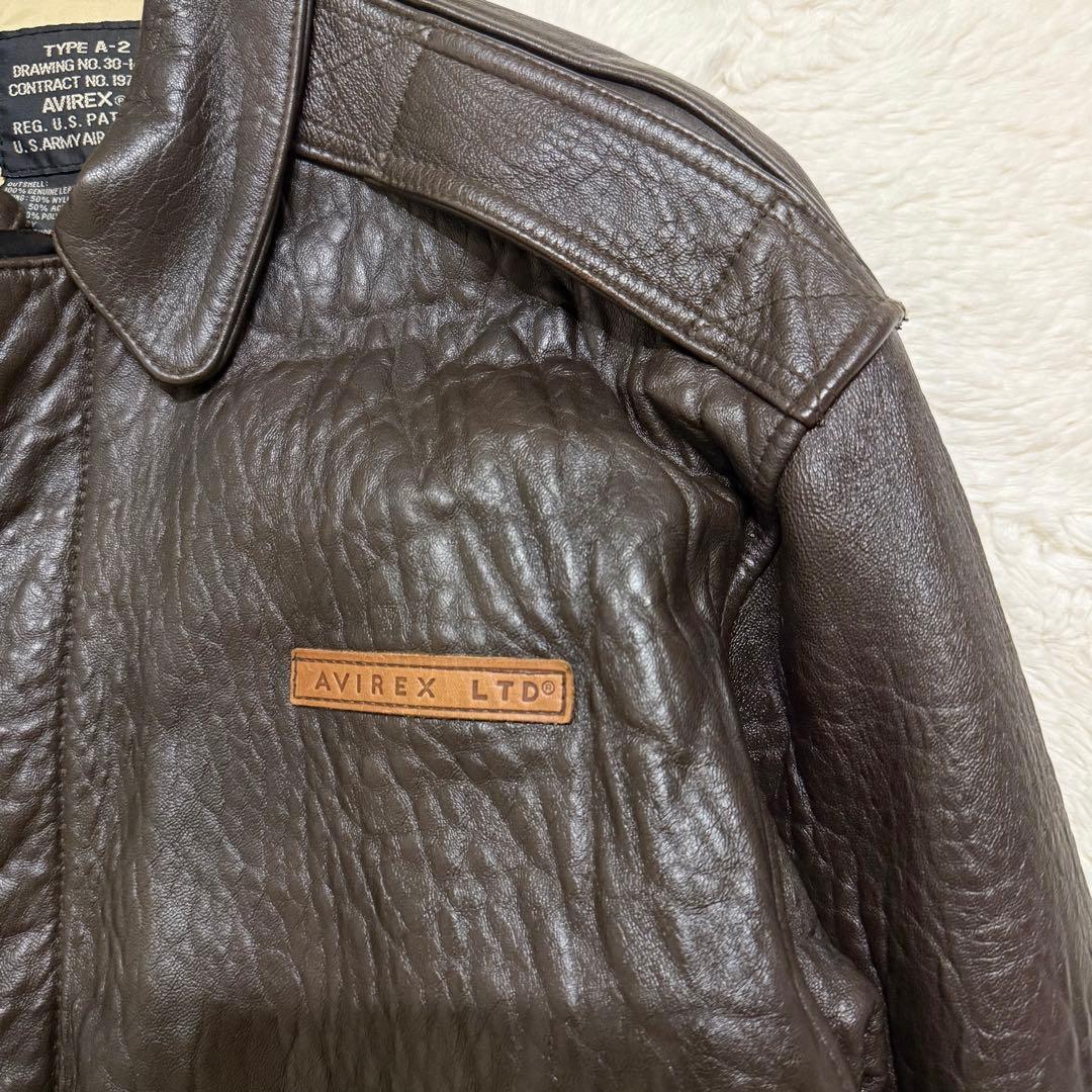 AVIREX A-2 フライトジャケット 本革 レザー Sサイズ ブラウン