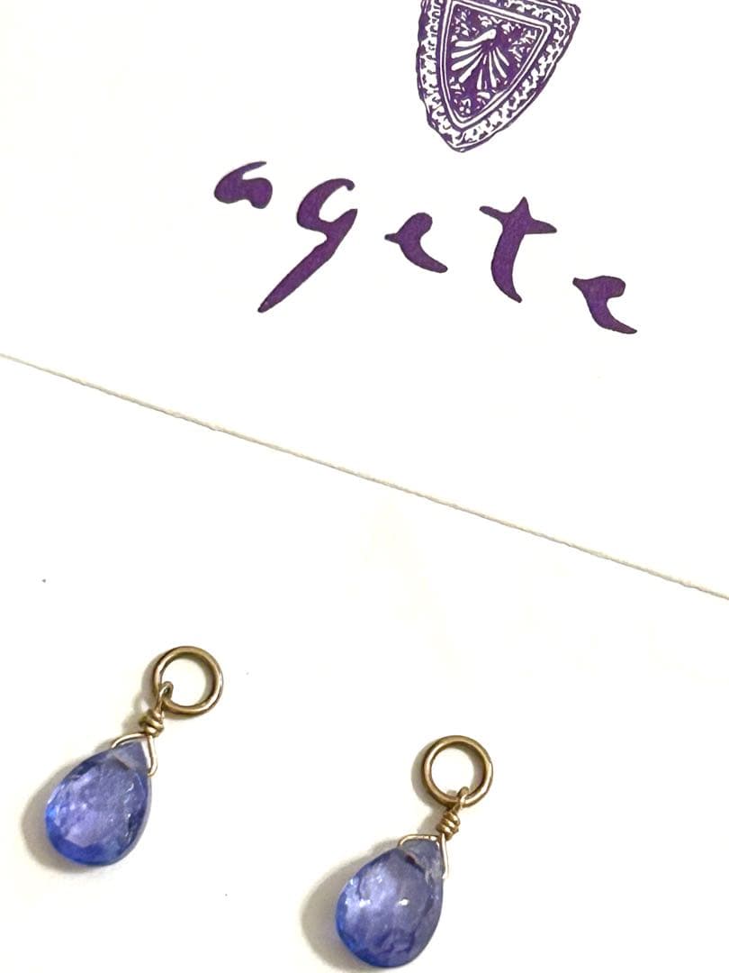アガット　希少石タンザナイト　ピアスチャーム