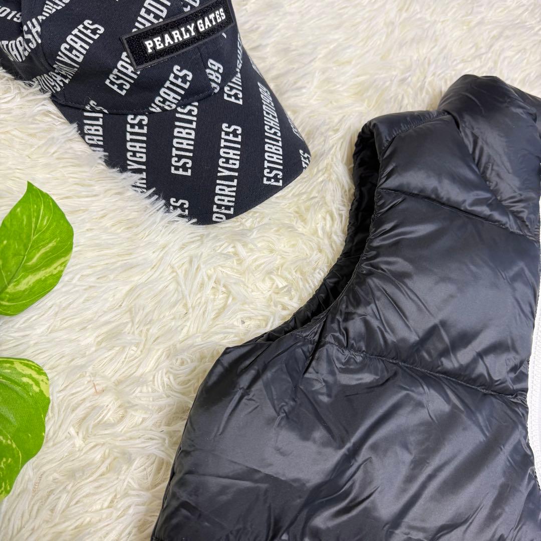 【パーリーゲイツ】極美品 ダウンベスト ブラック 刺繍 0サイズ レディース