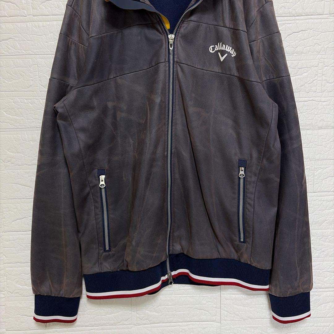 希少 LL Callaway レザー調 フリース裏地 ブルゾン ゴルフウェア