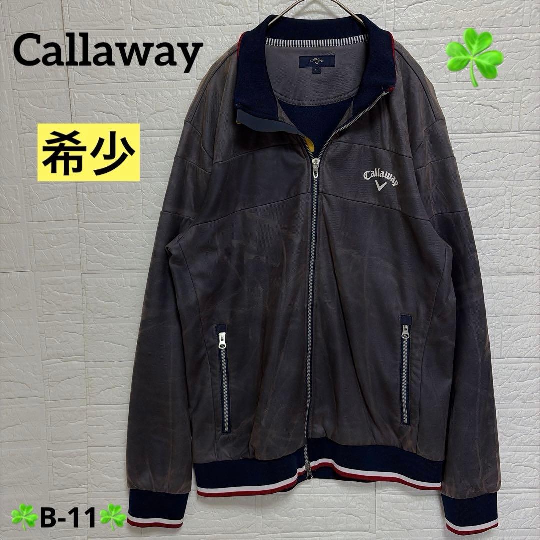 希少 LL Callaway レザー調 フリース裏地 ブルゾン ゴルフウェア
