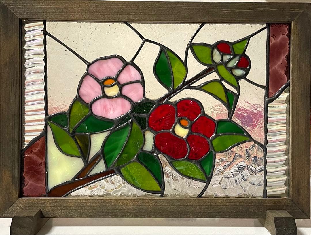 ステンドグラスパネル【椿】和モダン