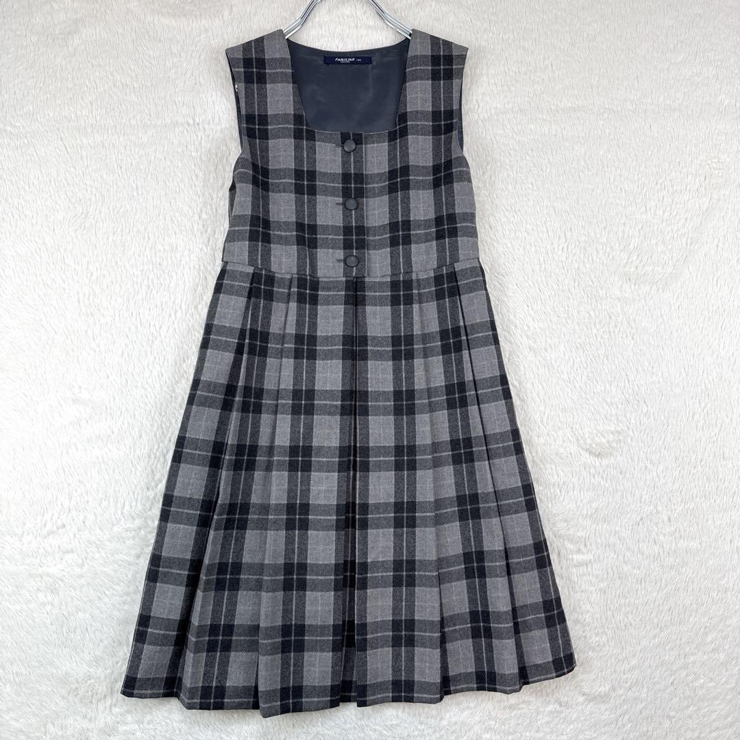 ファミリア　女の子　フォーマル　130 グレー　ワンピース　卒園式　入学式