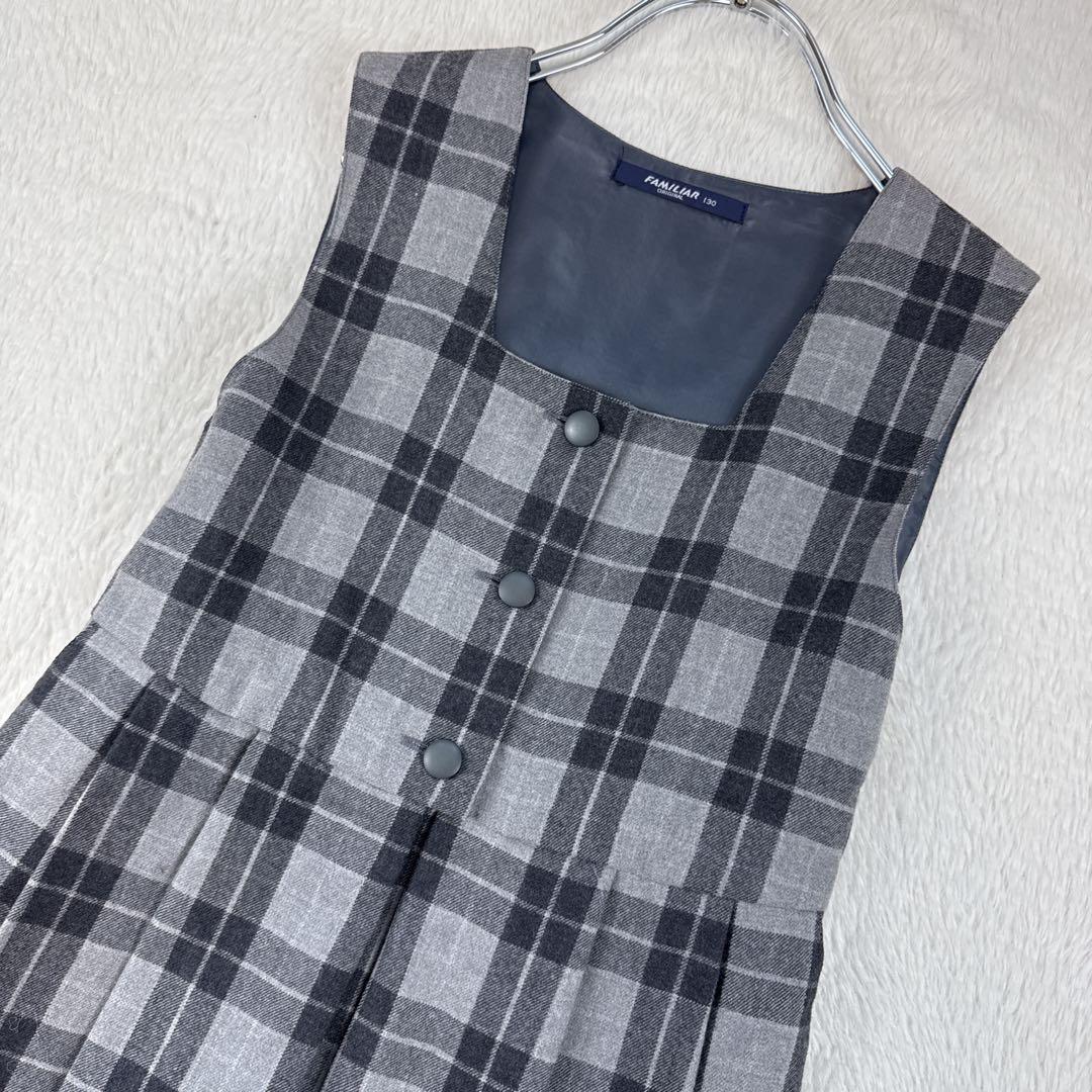 ファミリア　女の子　フォーマル　130 グレー　ワンピース　卒園式　入学式