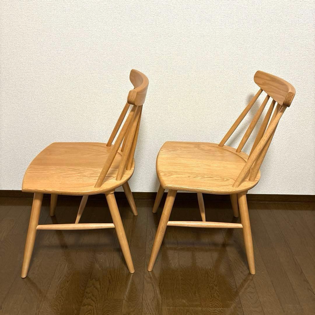 【美品】KEYUCA メイシリーズ ダイニングチェア ウィンザーチェア ２脚