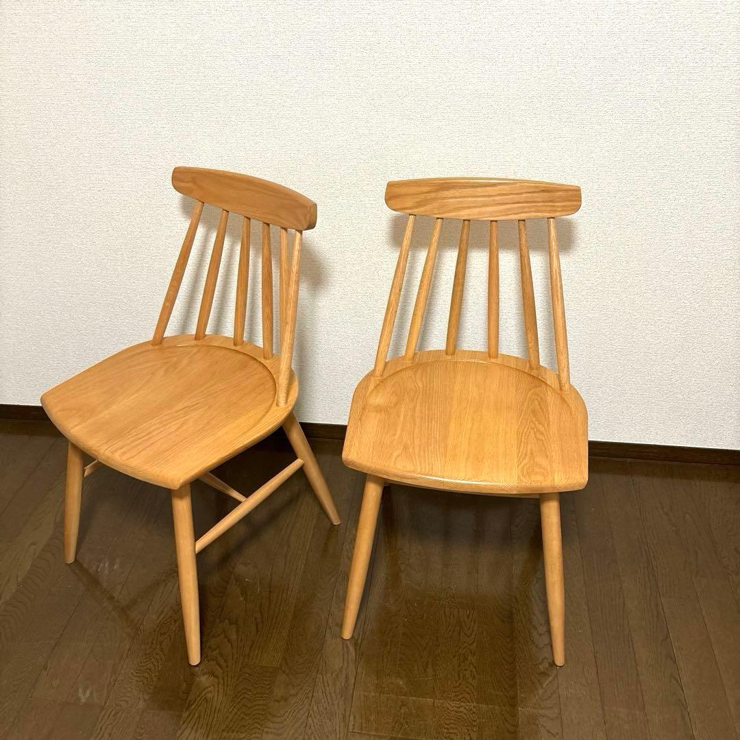 【美品】KEYUCA メイシリーズ ダイニングチェア ウィンザーチェア ２脚