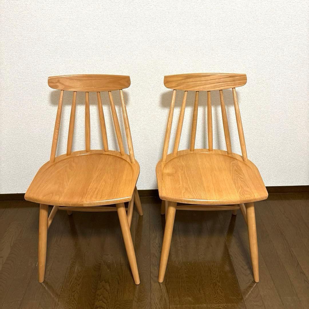 【美品】KEYUCA メイシリーズ ダイニングチェア ウィンザーチェア ２脚
