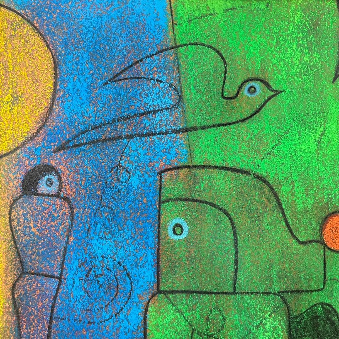 【melfee6】美品 谷川晃一「鳥の季節」パステル画 直筆サイン入