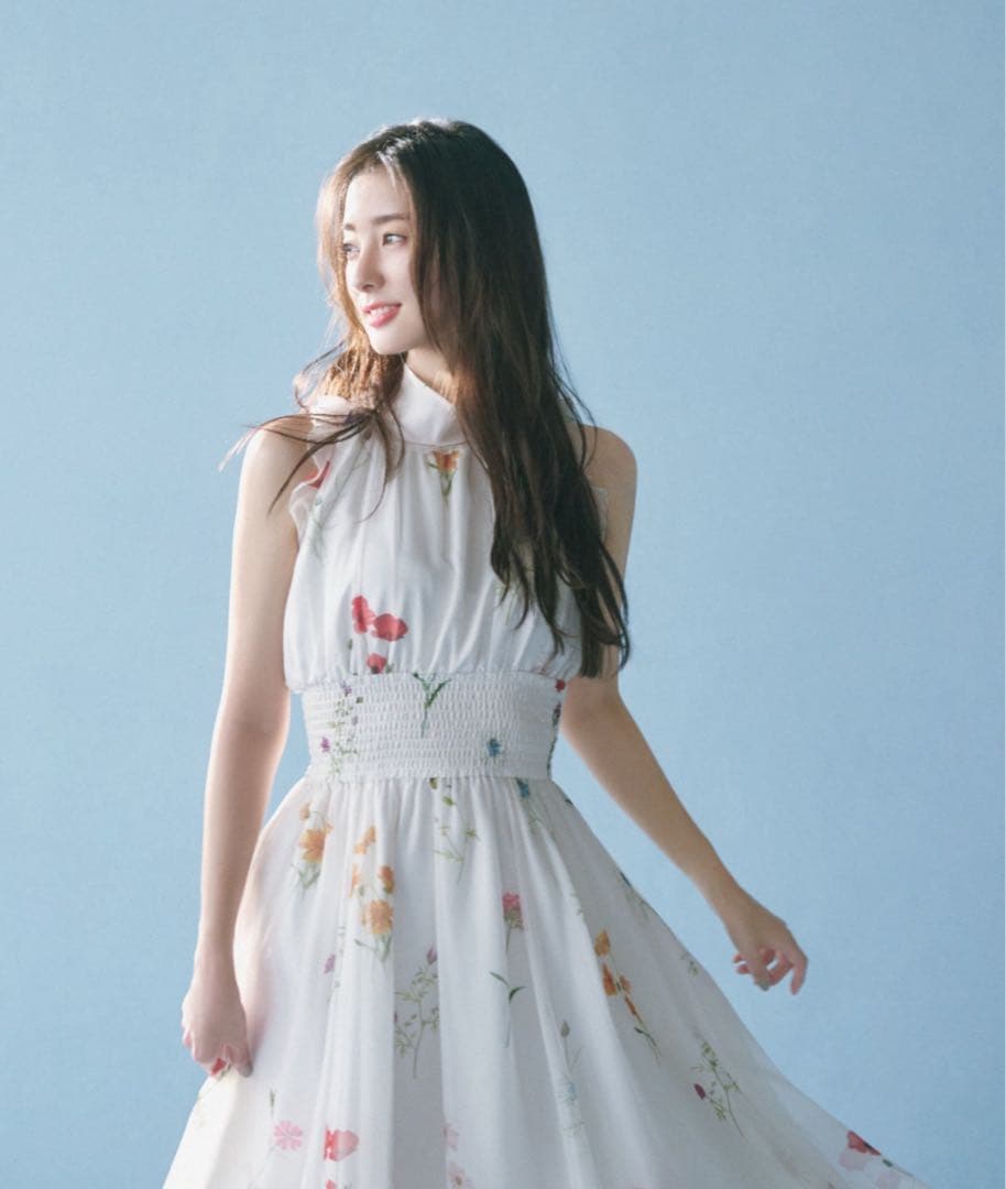 SNIDEL バックリボンシフォンワンピース