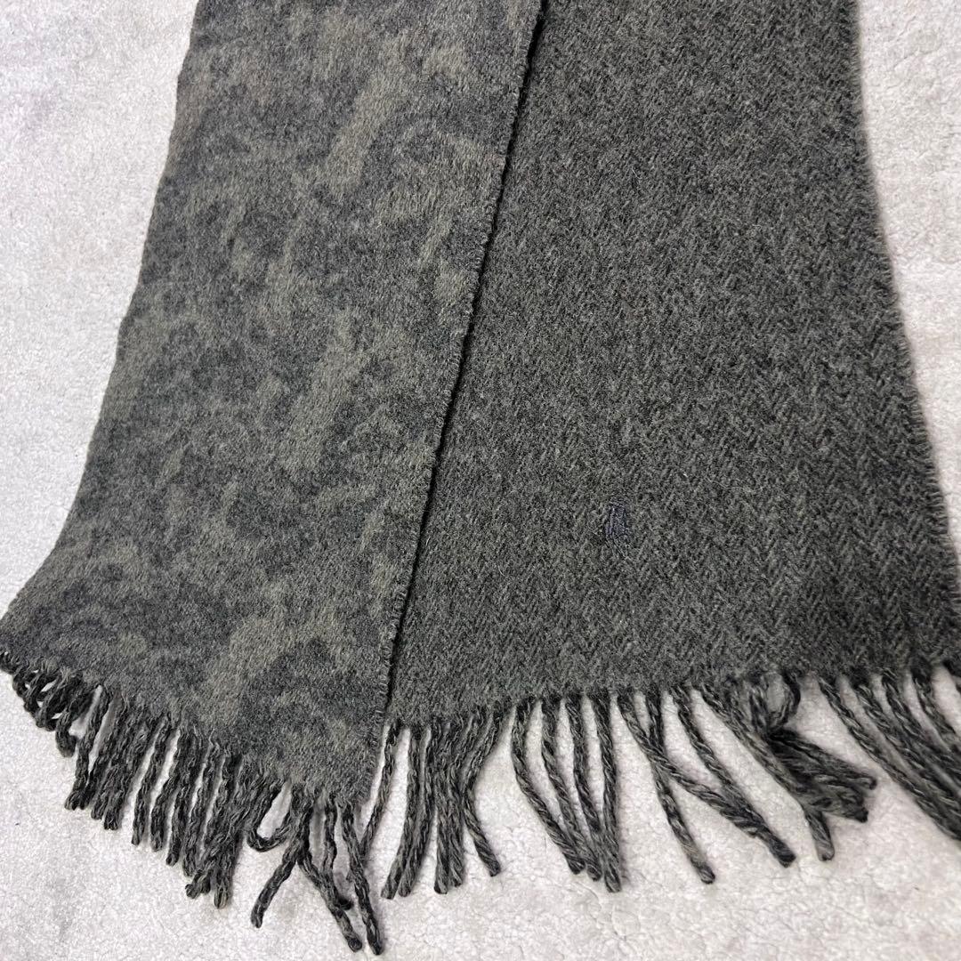 美品✨ラルフローレン リバーシブル マフラー ウール混　ホースロゴ　カモフラ