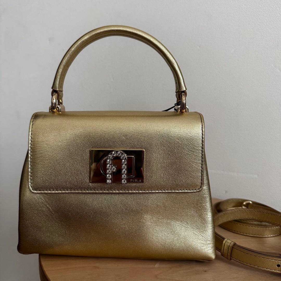 新品■フルラFURLA■トップハンドルバッグ■ゴールド