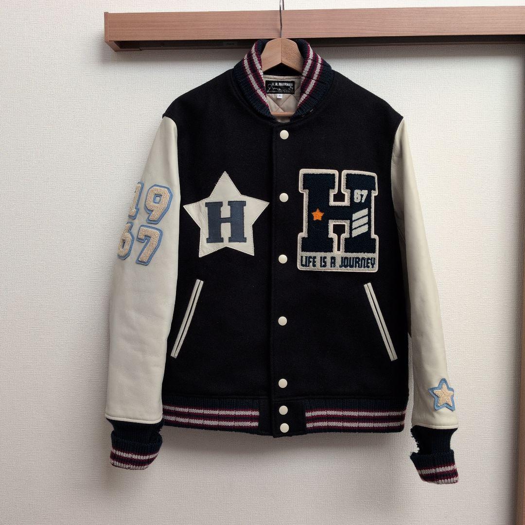 美品 ハリウッドランチマーケット 刺繍 ロゴ スタジャン サイズL