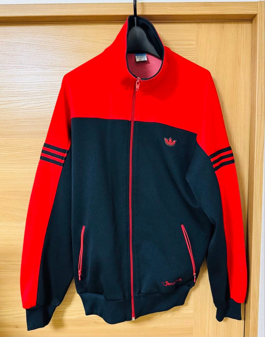 七*門様 レアサイズ　70s 7号　adidas デサント　ジャージ 黒 赤 菅