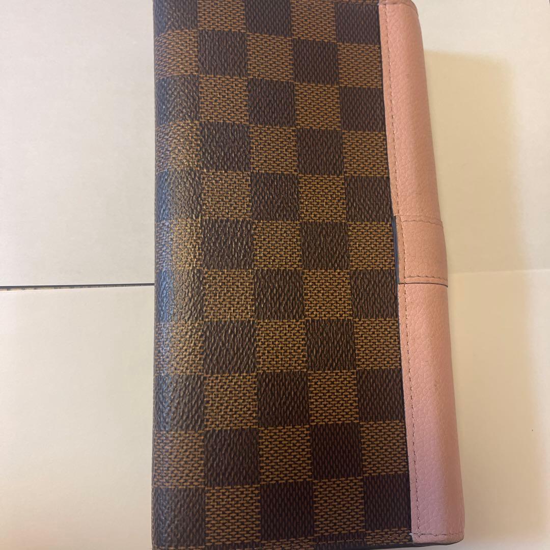 ダミエ・キャンバス 長財布 ピンクレザー