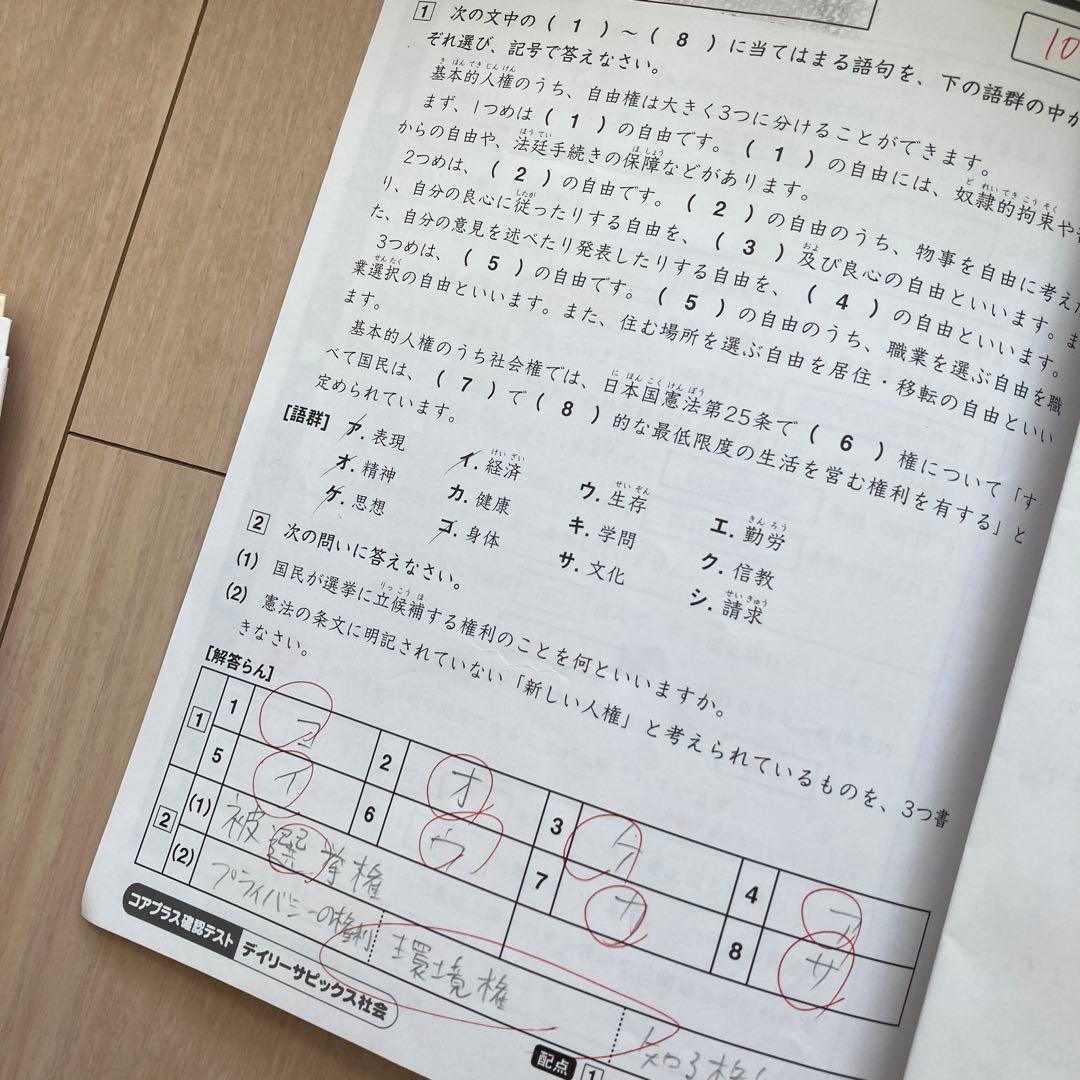 SAPIX6年 社会テキスト1年分：ポイントチェック・デイリーチェック含