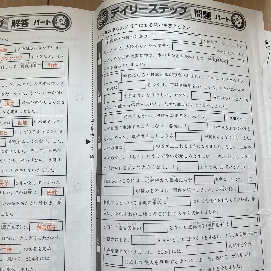 SAPIX6年 社会テキスト1年分：ポイントチェック・デイリーチェック含