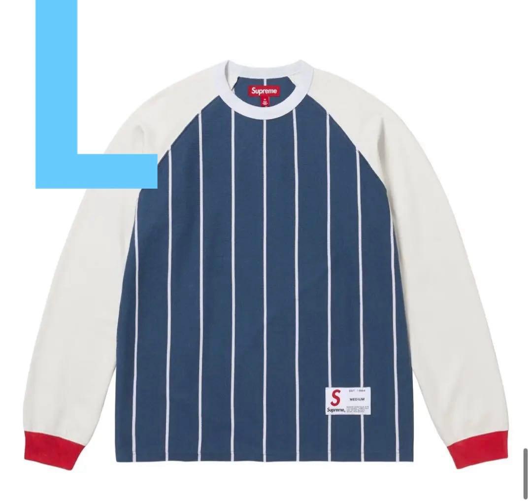 トップス Supreme Stripe Raglan L/S Top \"Navy\"