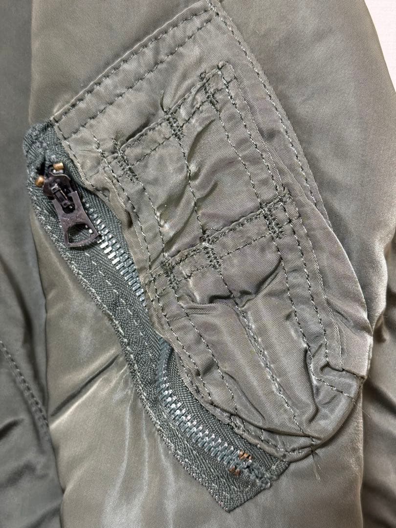 80sUSA製ALPHAアルファMA-1 フライトジャケット Lセージグリーン