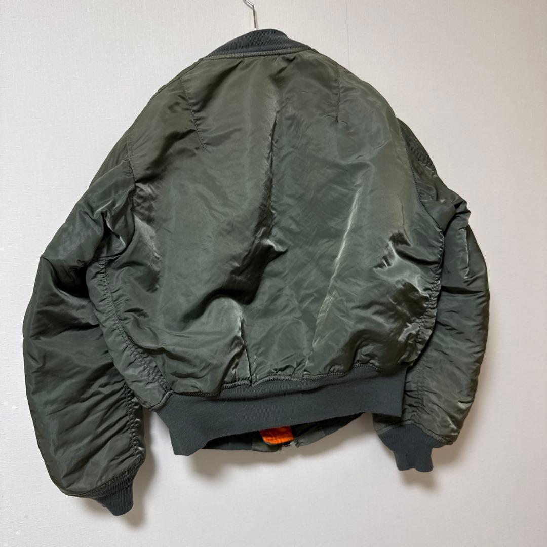 80sUSA製ALPHAアルファMA-1 フライトジャケット Lセージグリーン