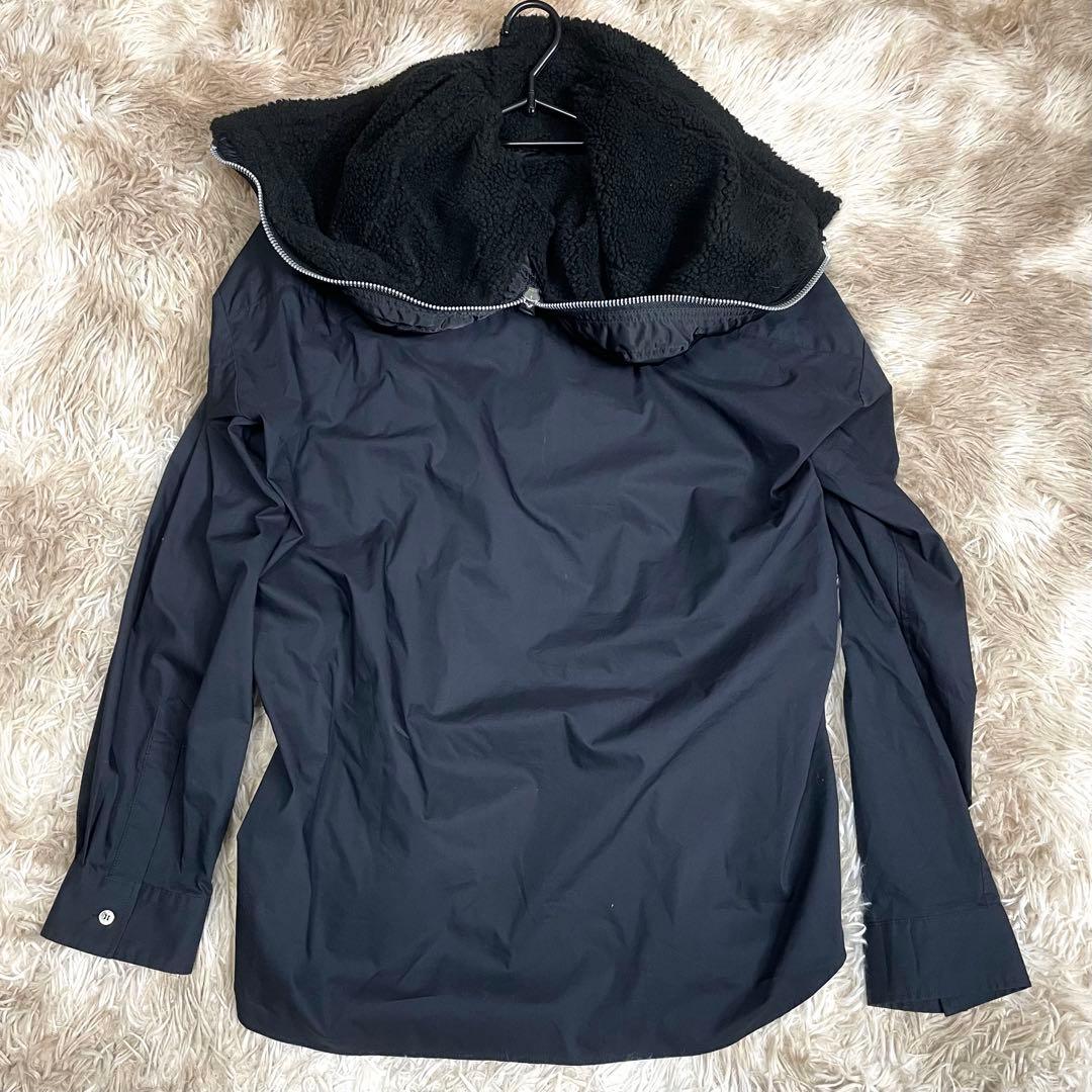 極美品 ソフトハイフン N2-B COLLARED SHIRT ブラック メンズ