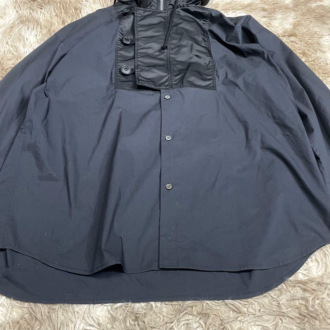 極美品 ソフトハイフン N2-B COLLARED SHIRT ブラック メンズ