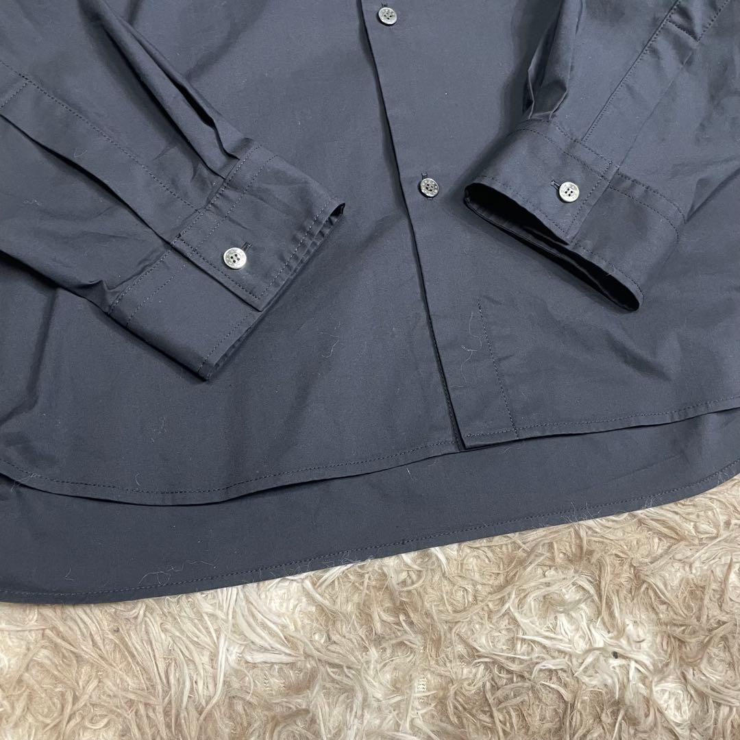 極美品 ソフトハイフン N2-B COLLARED SHIRT ブラック メンズ
