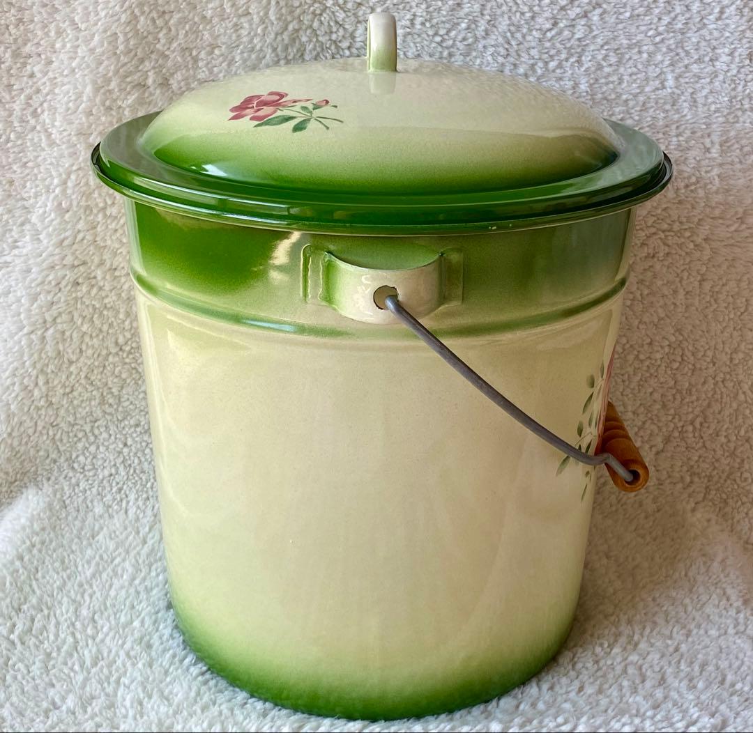 ☘️イマン imane ☘️ イヴ　ホーロー製蓋付き特大バケツ　ストッカー　美品❣️