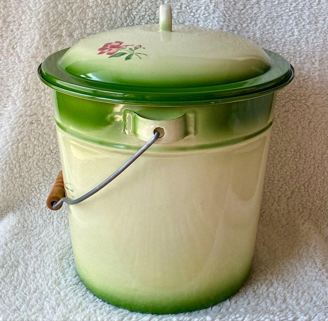 ☘️イマン imane ☘️ イヴ　ホーロー製蓋付き特大バケツ　ストッカー　美品❣️