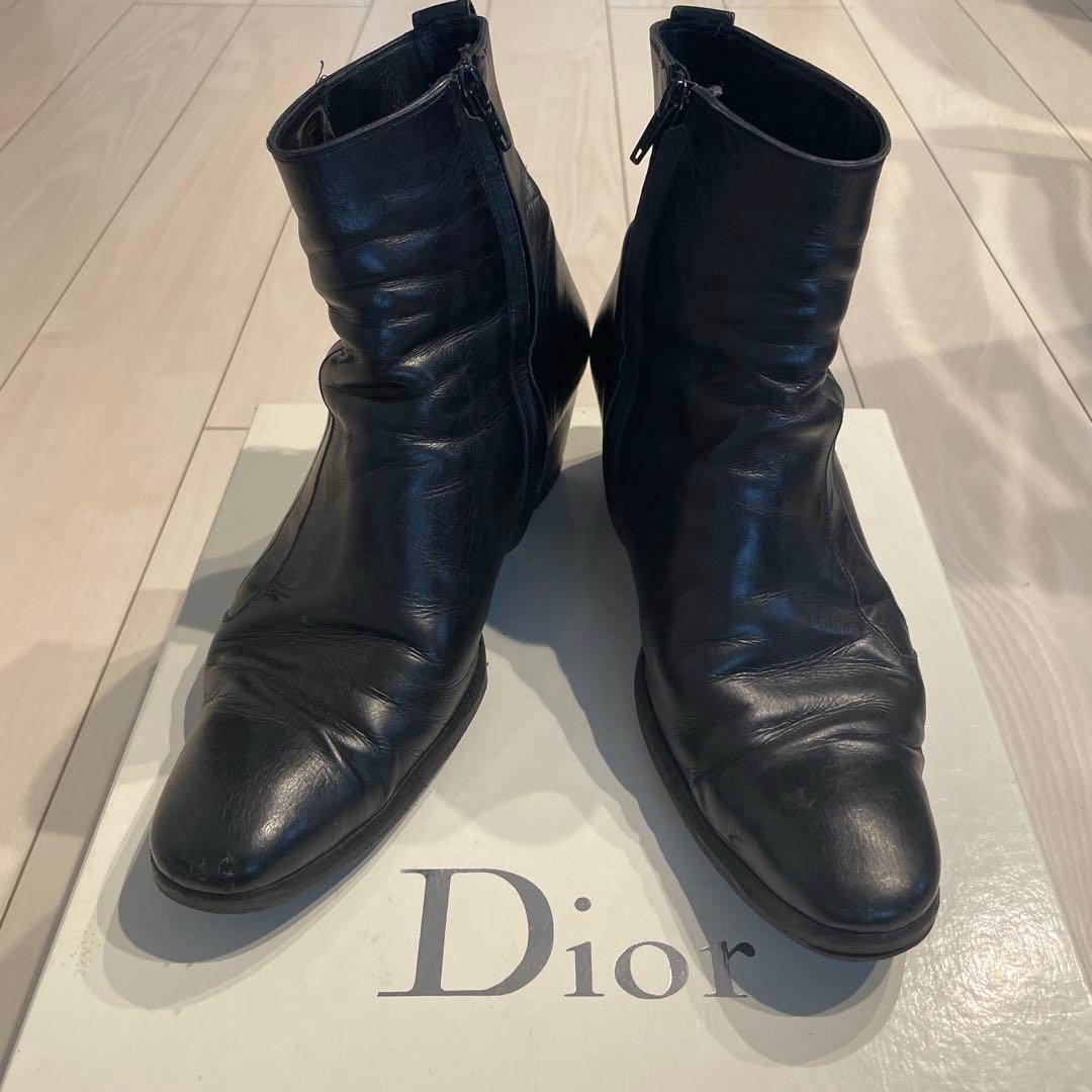 Dior homme ブラックレザー ヒールブーツ 41