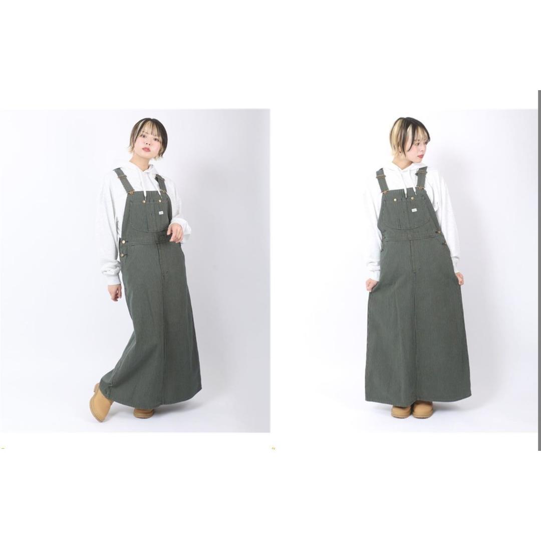 新品 Lee☆ロングデニムオーバーオールスカート☆ヒッコリーデニム☆リー 女子M