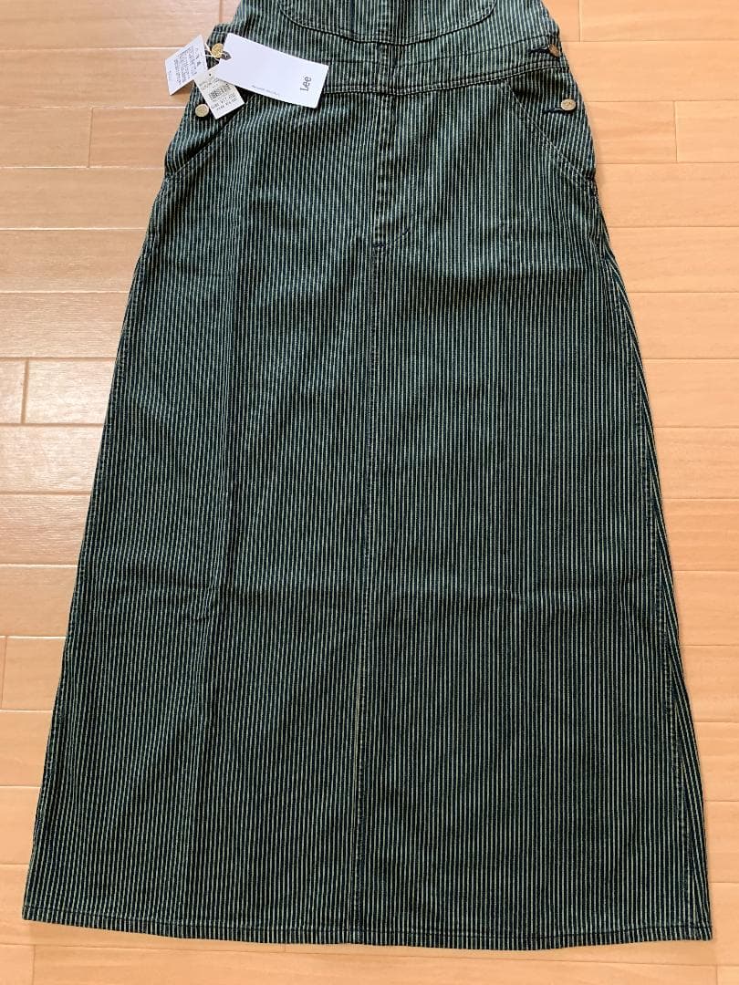 新品 Lee☆ロングデニムオーバーオールスカート☆ヒッコリーデニム☆リー 女子M