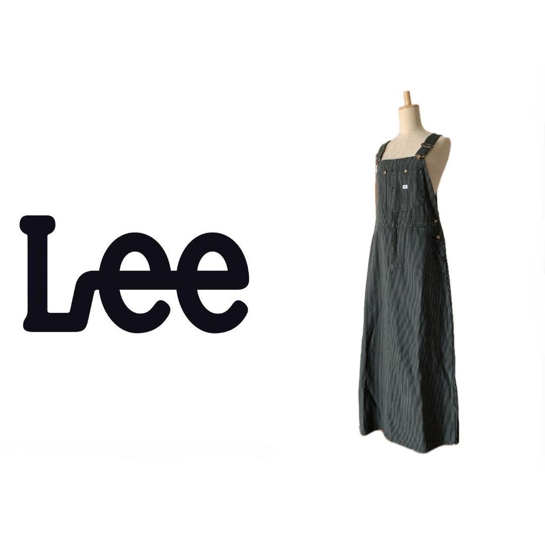 新品 Lee☆ロングデニムオーバーオールスカート☆ヒッコリーデニム☆リー 女子M