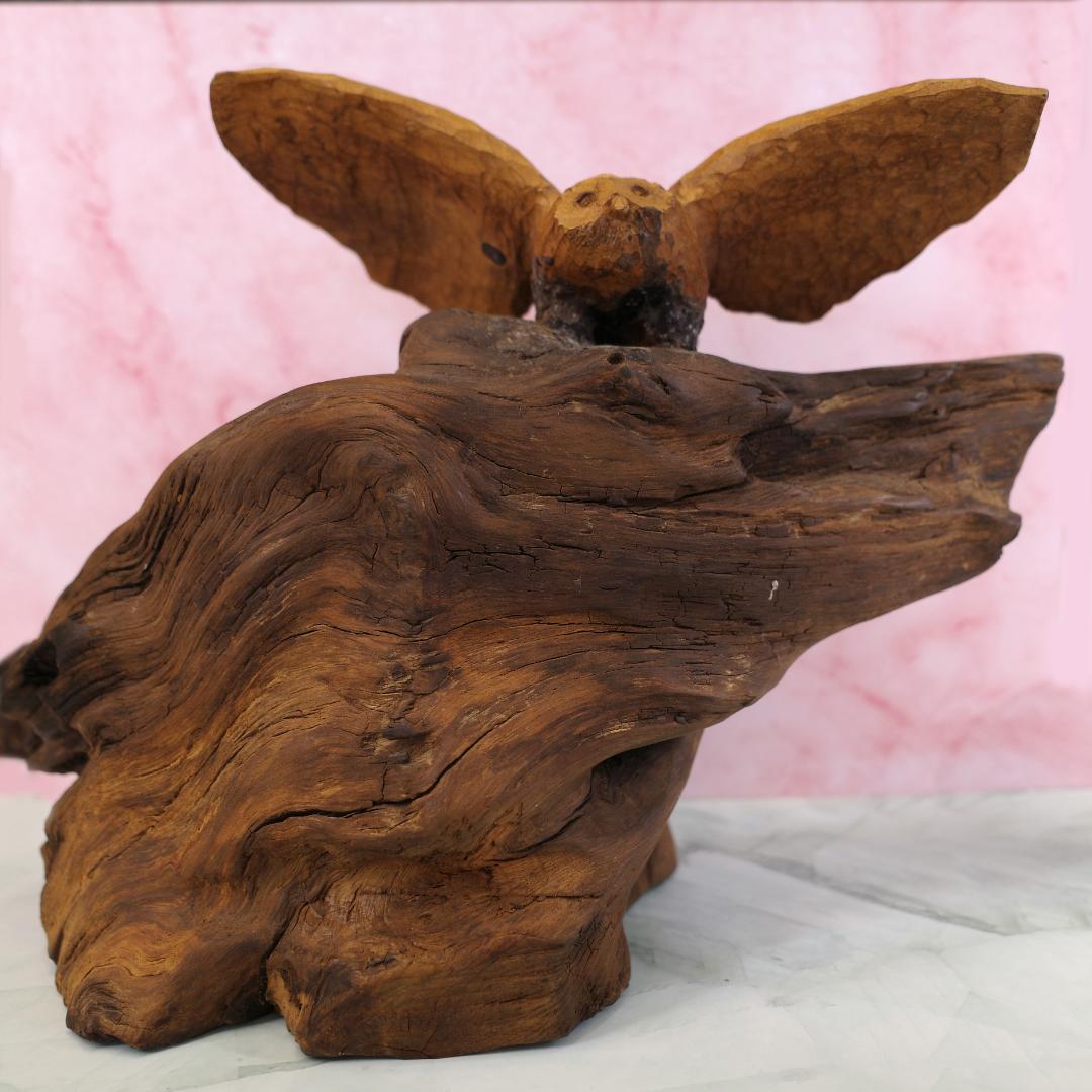 工房がんま フクロウの木彫り 流木